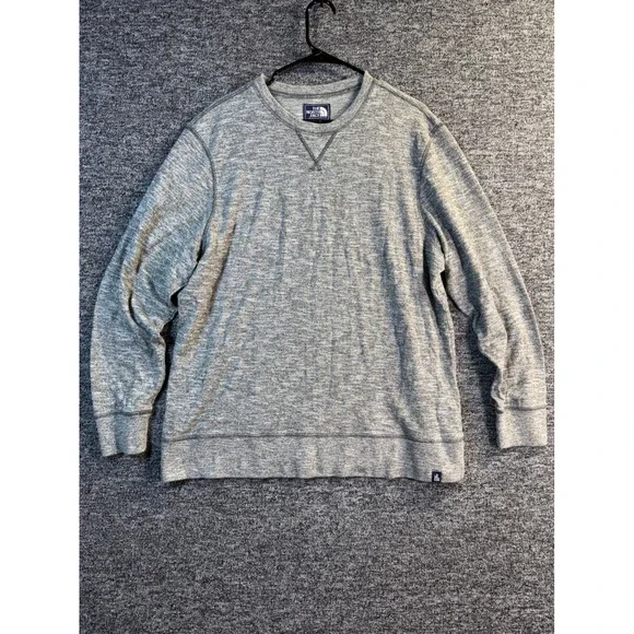 The North Face Mens Gray Heathered Crew Neck Sweatshirt XL V-Stitch Pullover