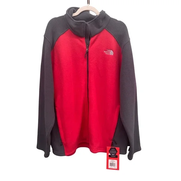 The North Face Mens RDT 300 Fleece Jacket Red Grey XL A0FC65J FlashDry NWT