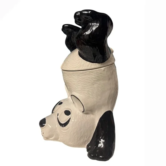 Vtg Adorable Panda doing Handstand Cookie Jar‎ Ceramic Vintage Unique Decor *see
