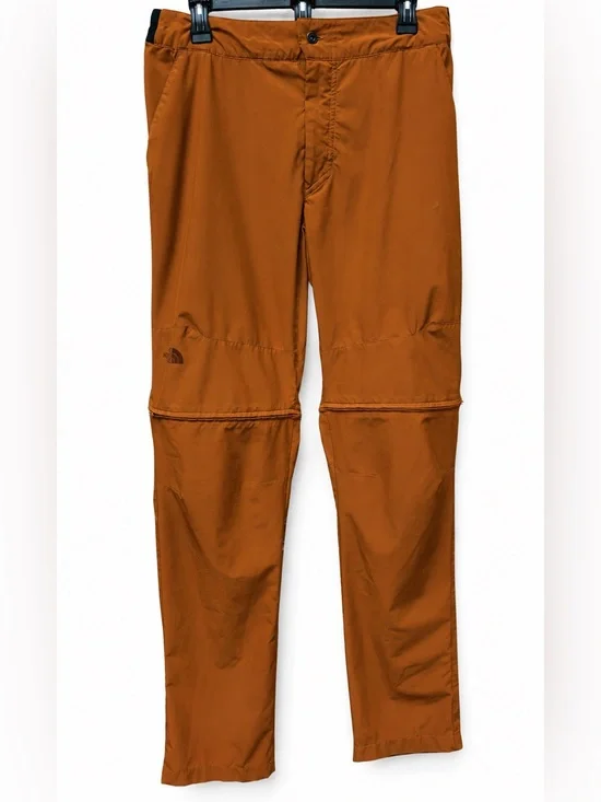 The North Face Men’s 34 Long Convertible Hiking Pants Rust Orange Zip-Off