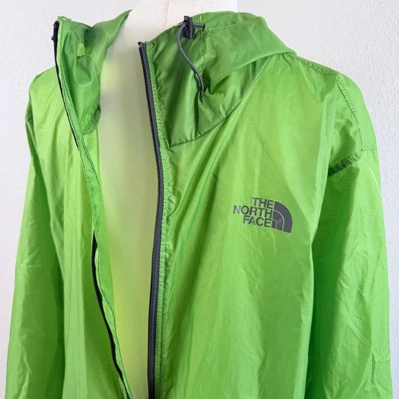 The North Face Mens Green Lightweight Hooded Windbreaker Hiking Jacket Large