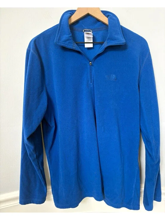 The North Face Men's Blue Fleece 1/4 Zip Mock Neck Pullover Sweatshirt L