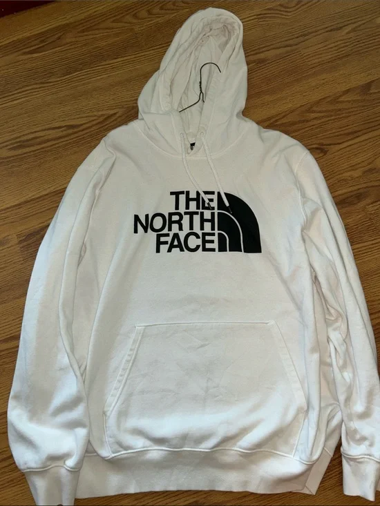 The North Face White Pullover Hoodie with Black Logo