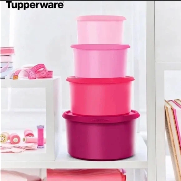 Tupperware Pink Gradient Stackable Food Storage Set