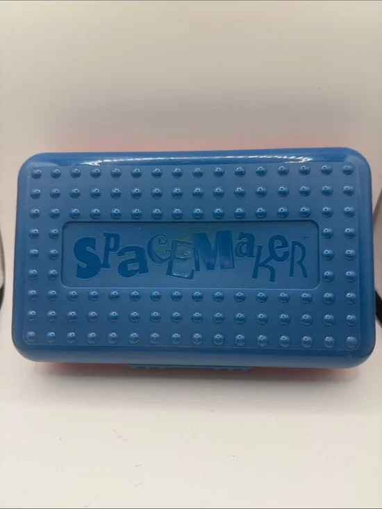 Spacemaker pencil box blue and red -has some crayon marks
