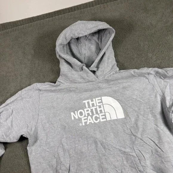 The North Face Mens Half Dome Pullover Hoodie Light Grey Heather XL Logo Fleece