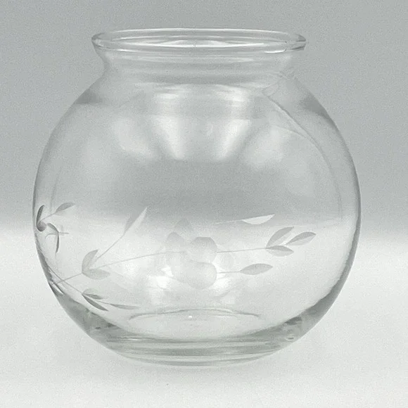 Vintage 1980s Princess House Heritage Floral Glass Jar 4