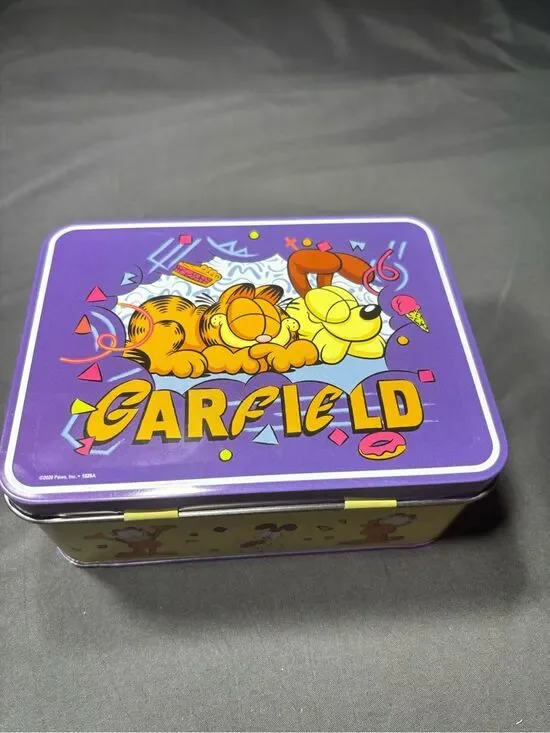 New Garfield Purple Metal Tin Lunchbox