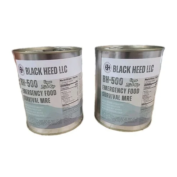 2 Pack Blk HEED LLC BH-500 Vegan Fried Rice, Emergency Food Survival MRE