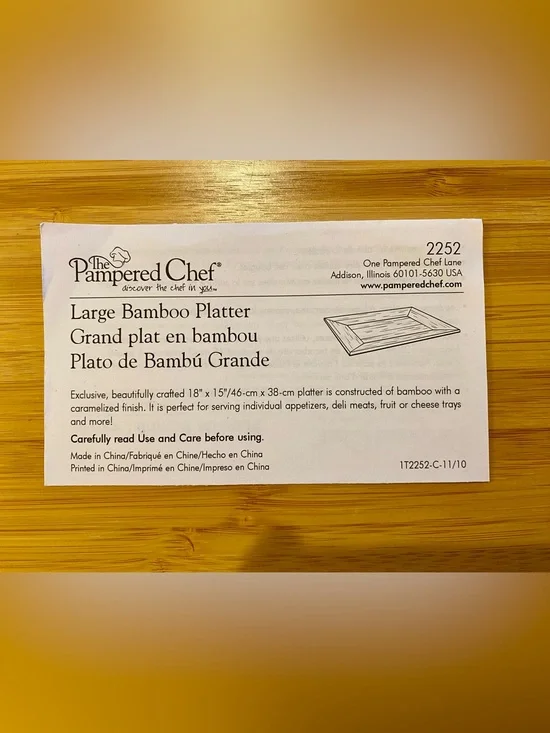 Pampered Chef Large Bamboo Serving Platter - retired