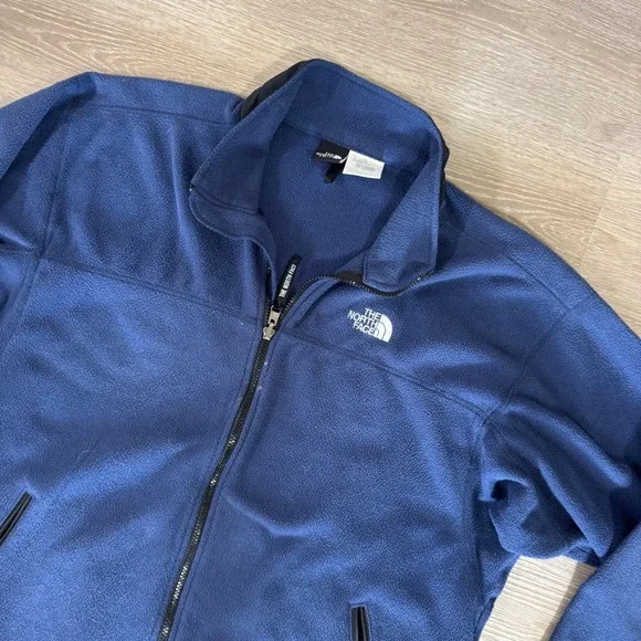 Vtg The North Face Fleece Jacket Mens XXL Blue Full Zip Mock Neck TKA 100 Logo