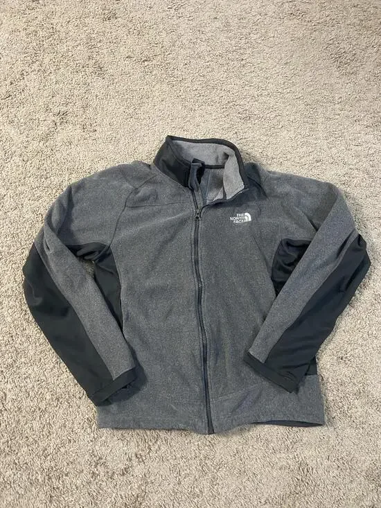 The North Face Jacket Mens Small Gray Black Full Zip Fleece Softshell Panels