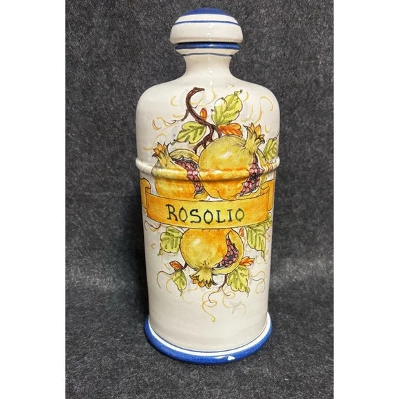 Bellocci Orvieto Italian Majolica Apothecary Jar Rosolio Decanter Hand Painted