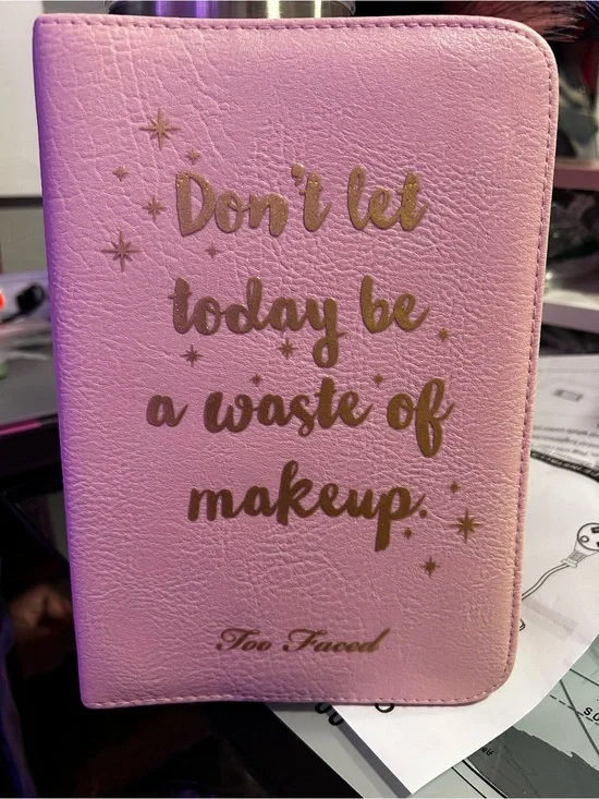 Too Faced Pink Makeup Case with Gold Script