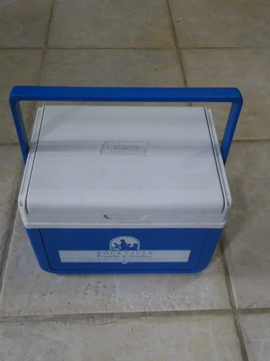 Vintage Coleman Mini Personal Cooler Model 5205 Made in USA Advertising Graphics