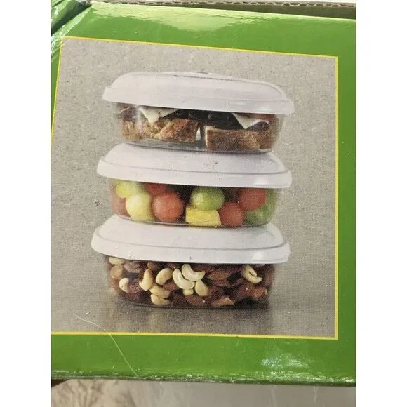 (3) Food Saver Vacuum Storage Container w. Lid Small Rectangular Lunch Leftovers
