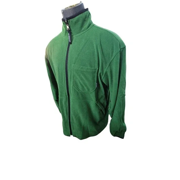 North Face Reversible Jacket Green Black Zip Mens Large
