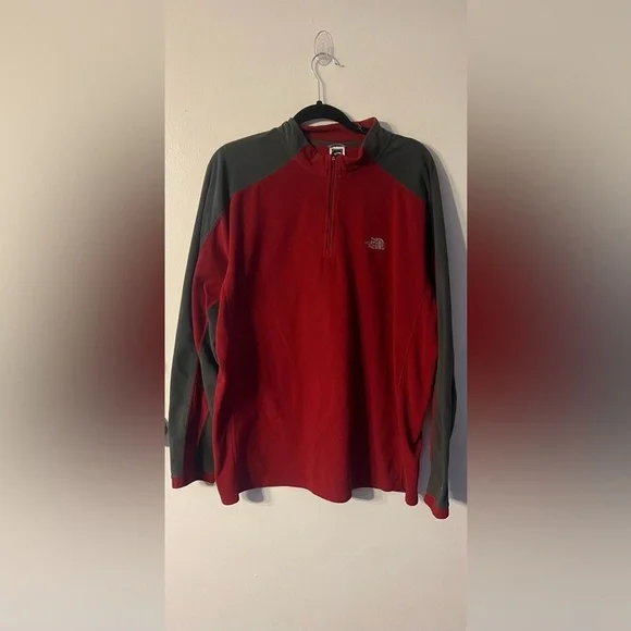 The North Face Men's TKA 100 Glacier 1/4 Zip Fleece Pullover Orange/Gray XXL‎