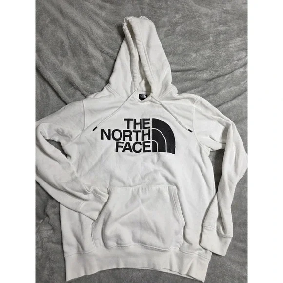 The North Face Mens Half Dome Logo Pullover Hoodie White Black Medium