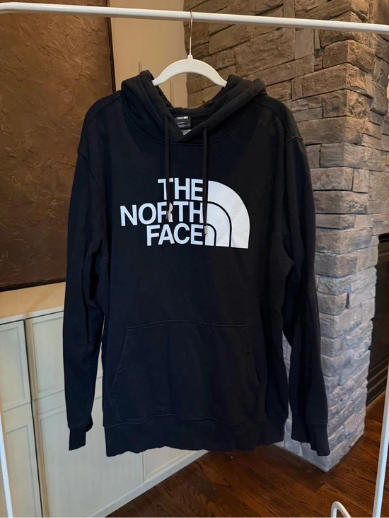 The North Face Black Hoodie with White Logo Crewneck