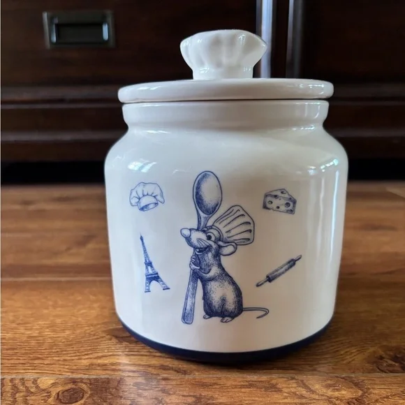 Rae Dunn X Disney Pixar Remy ceramic Jar Chef mouse