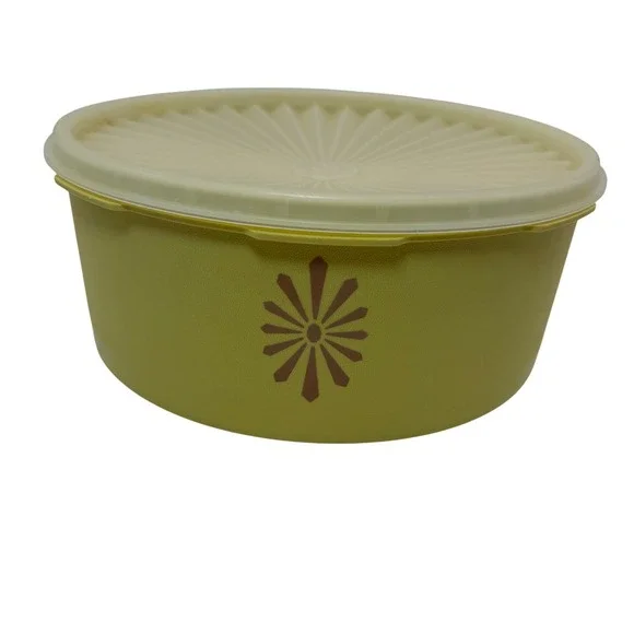 Vtg Tupperware Servalier Yellow/Gold Canister 1204 Sunburst with Lid 8