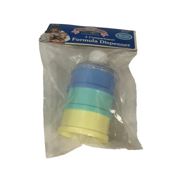 BABY KING formula dispenser 3 compartment BPA free travel blue‎ green yellow VTG