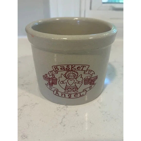 RRP Co Roseville Ohio Basket Angel‎ Stoneware Crock 1 Pt R.R.P. Co. USA Pottery