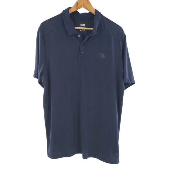 The North Face Polo Shirt Mens Sz XL Blue Flash Dry Short Sleeve Outdoors‎ Adult