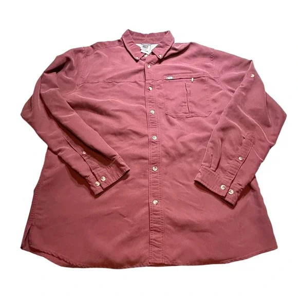 The North Face Men's XL Long Sleeve Hiking‎ Shirt Maroon Button Down Ventilated