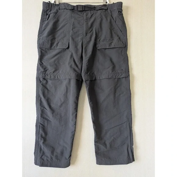 The North Face Convertible Pants Mens XL Short Gray Hiking Cargo Zip Off Belted