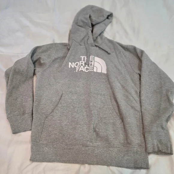 The North Face Hoodie Mens Medium Grey Excellent Logo Pullover Athleisure