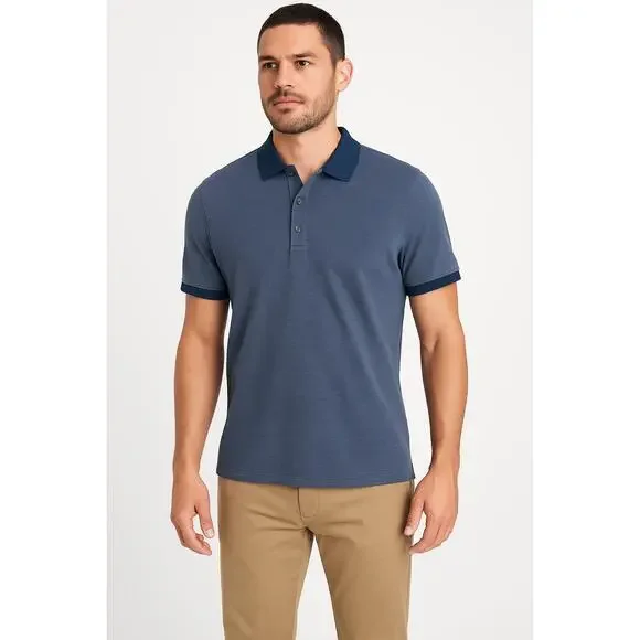 Banana Republic Blue‎ Short Sleeves Button Collar Classic Polo Shirt Large