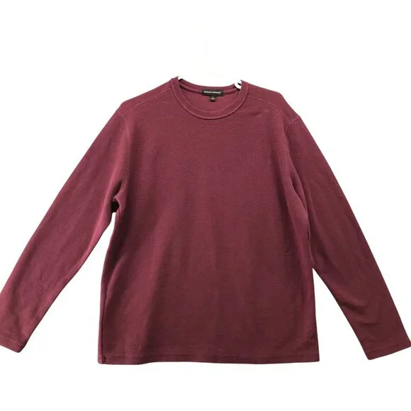 Banana Republic Crewneck Sweater Mens L Burgundy Red Cotton Blend Pullover‎