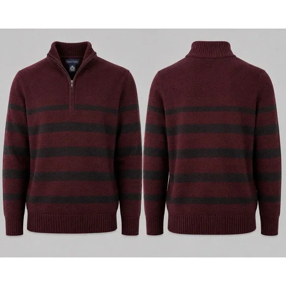 VTG Banana Republic 1/4 Zip Lambswool Cashmere Sweater Men XL Measures L To M