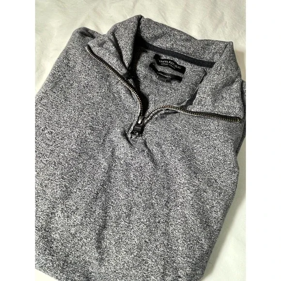 Banana Republic Luxury Touch Mens Small Grey Quarter Zip Cotton Pullover Sweater