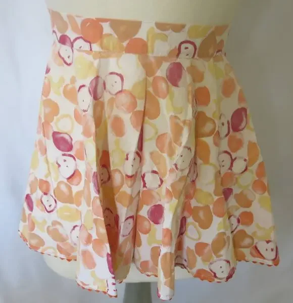 VINTAGE 1950/1960 Half Apron Handmade Apple/Lemon/Orange Pocket Ric Rac Farm
