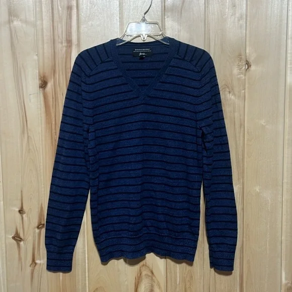 Banana Republic Blue Italian Merino Yarn by Baruffa V-‎ Neck Sweater Mens Size M