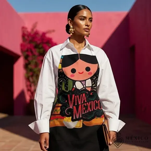 Mexican printed less than perfect Bib Apron for Women –  S M