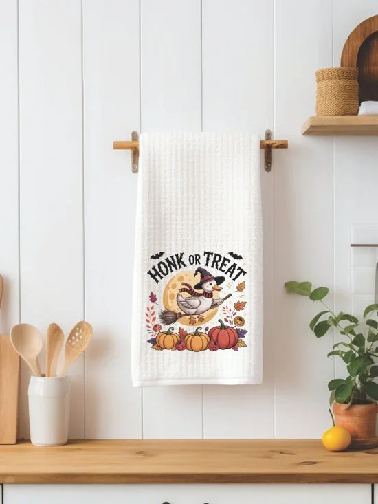 Honk or Treat Goose Decorative Kitchen Tea Towel