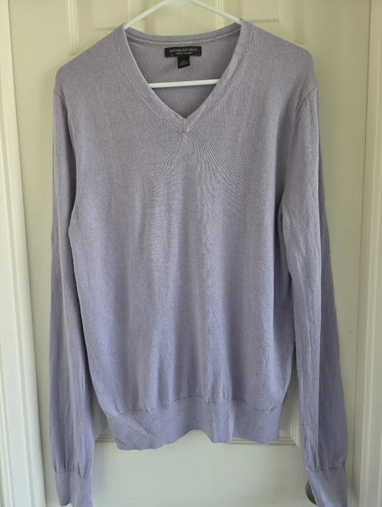 Banana Republic‎ Luxury Blend V-Neck Sweater Lavender Purple Cotton Cashmere M