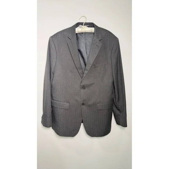 Banana‎ Republic Mens 46R Blazer Sport Coat Dark Charcoal Pinstripe 207755-00