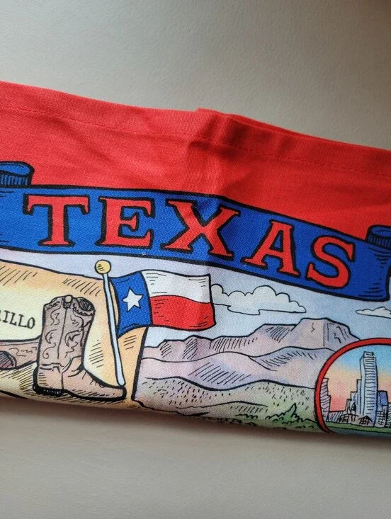 Texas Lone Star State Colorful Tea Towel Art by Carrie Wagner ~ NWOT