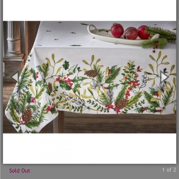 Tag Home Decor Winter Sprig Tablecloth 84x60 100% Cotton