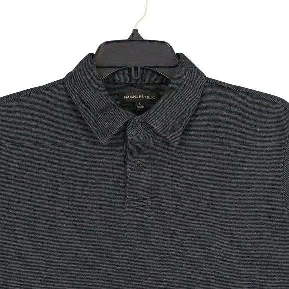 Banana Republic Polo Shirt Mens L Slim Fit‎ Micro Ribbed Cotton Short Sleeve
