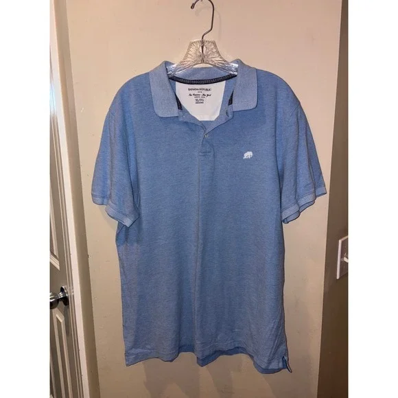 Banana Republic Mens Light Blue Classic Fit Polo‎ Shirt XL TG Big Tall Elephant