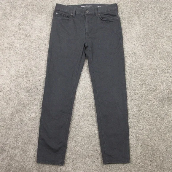 Banana Republic Jeans Mens 30x30 Black Traveler Athletic Tapered Zip Denim Pants
