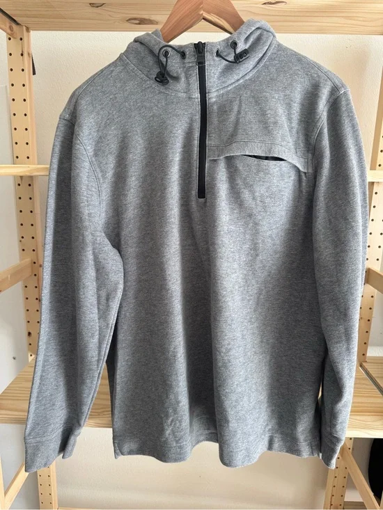 Banana Republic Gray Half-Zip Hooded Pullover