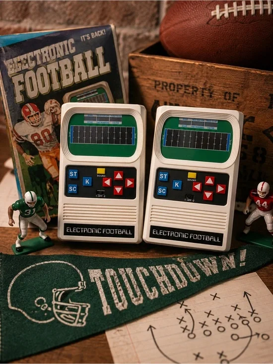 Vintage 2000 Mattel Classic Handheld Electronic Football Game - Tested Pair