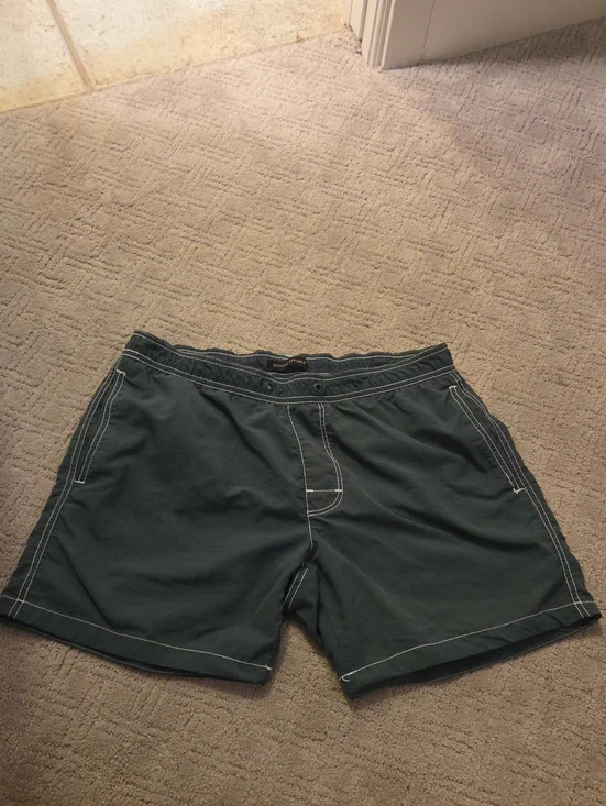 Banana Republic Dark Green Athletic Swimming Trunk with White Contrast Stitching
